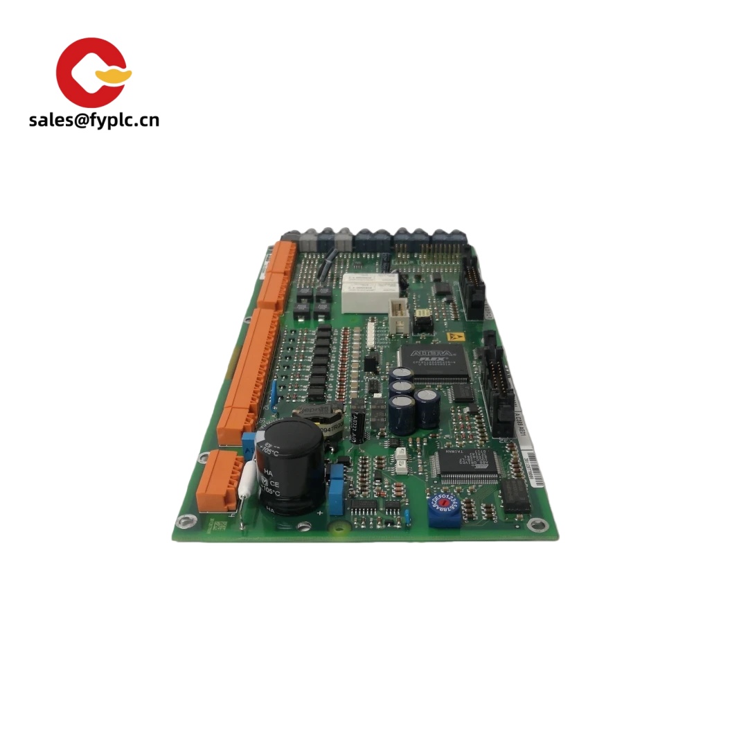 Internal view of ABB analog input module showing signal conditioning circuits